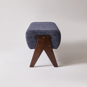 English Elm Modern Chenille Upholstered Bench with Walnut V Legs Foam Seat for Bedroom Entryway Blue W5368P517797