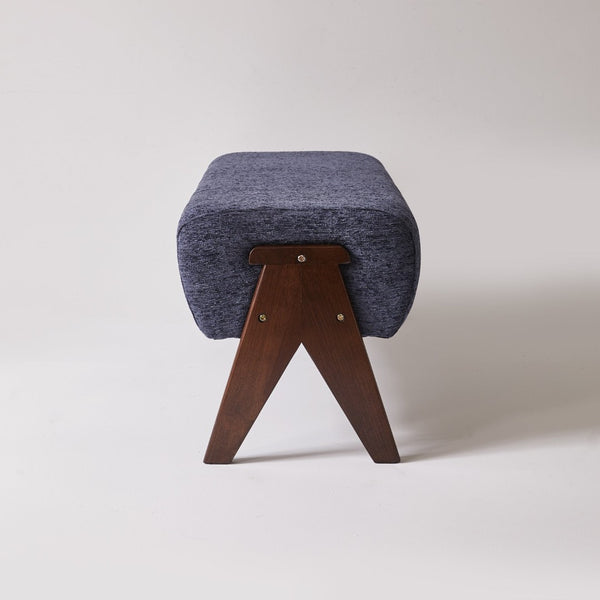 English Elm Modern Chenille Upholstered Bench with Walnut V Legs Foam Seat for Bedroom Entryway Blue W5368P517797