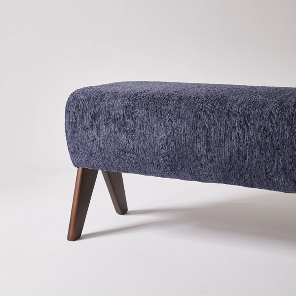 English Elm Modern Chenille Upholstered Bench with Walnut V Legs Foam Seat for Bedroom Entryway Blue W5368P517797