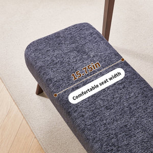 English Elm Modern Chenille Upholstered Bench with Walnut V Legs Foam Seat for Bedroom Entryway Blue W5368P517797