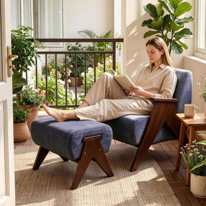 English Elm Modern Chenille Upholstered Bench with Walnut V Legs Foam Seat for Bedroom Entryway Blue W5368P517797
