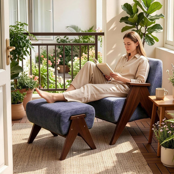 English Elm Modern Chenille Upholstered Bench with Walnut V Legs Foam Seat for Bedroom Entryway Blue W5368P517797