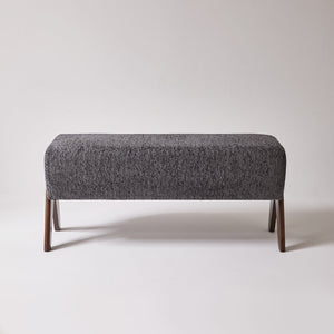English Elm Modern Chenille Upholstered Bench with Walnut V Legs Foam Seat for Bedroom Entryway Gray W5368P517801
