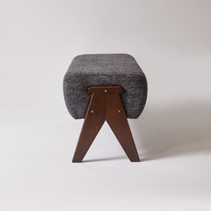 English Elm Modern Chenille Upholstered Bench with Walnut V Legs Foam Seat for Bedroom Entryway Gray W5368P517801