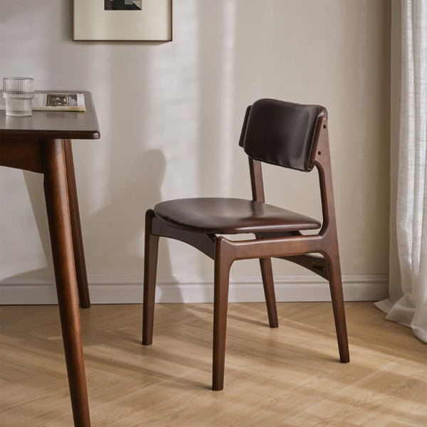 English Elm Modern Walnut Solid Wood PU Leather Dining Chairs Ergonomic Open Back for Kitchen W5368P518278