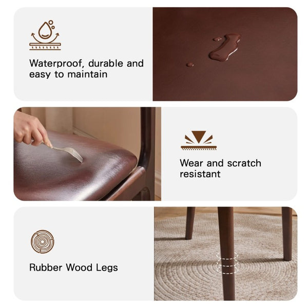 English Elm Modern Walnut Solid Wood PU Leather Dining Chairs Ergonomic Open Back for Kitchen W5368P518278