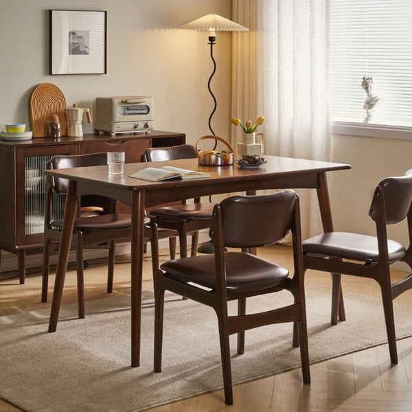 English Elm Modern Walnut Solid Wood PU Leather Dining Chairs Ergonomic Open Back for Kitchen W5368P518278
