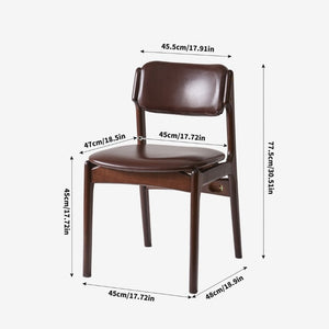 English Elm Modern Walnut Solid Wood PU Leather Dining Chairs Ergonomic Open Back for Kitchen W5368P518278
