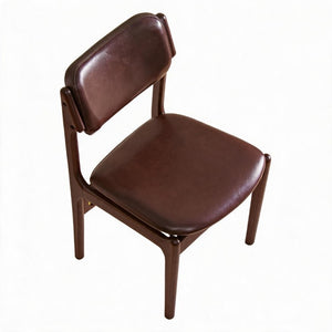 English Elm Modern Walnut Solid Wood PU Leather Dining Chairs Ergonomic Open Back for Kitchen W5368P518278
