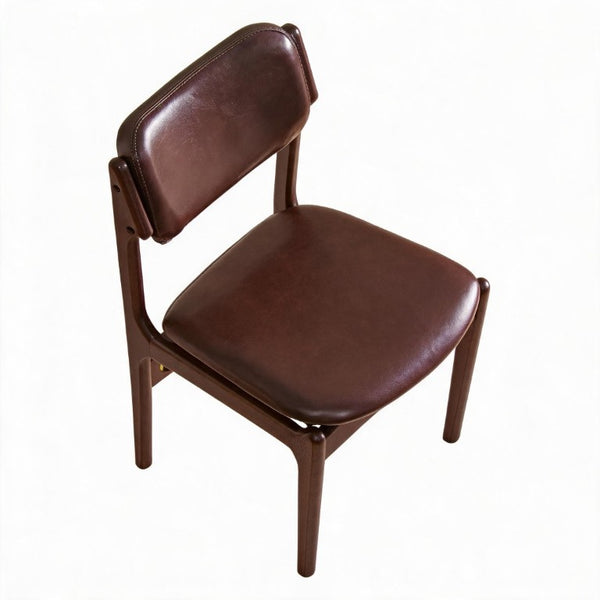 English Elm Modern Walnut Solid Wood PU Leather Dining Chairs Ergonomic Open Back for Kitchen W5368P518278
