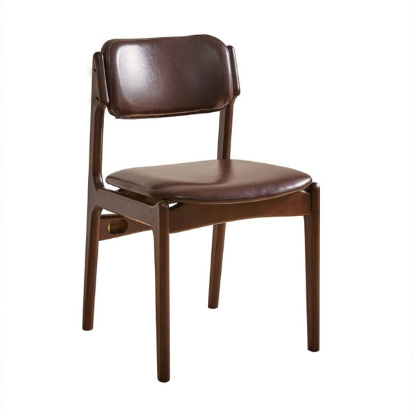 English Elm Modern Walnut Solid Wood PU Leather Dining Chairs Ergonomic Open Back for Kitchen W5368P518278