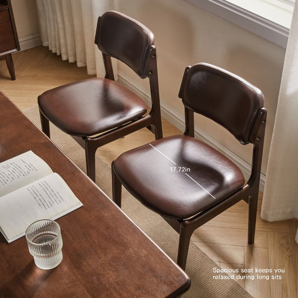 English Elm Modern Walnut Solid Wood PU Leather Dining Chairs Ergonomic Open Back for Kitchen W5368P518278