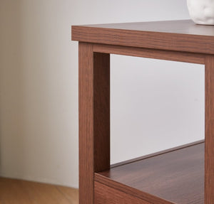 English Elm End Table with Built in USB Charging Drawers Compact Wood Bedside Storage Solution Walnut W5368P523787