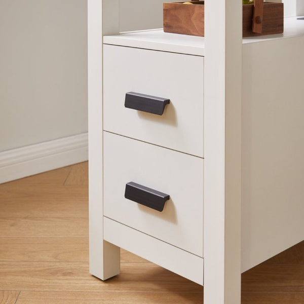 English Elm End Table with Built in USB Charging Drawers Compact Wood Bedside Storage Solution White W5368P523788