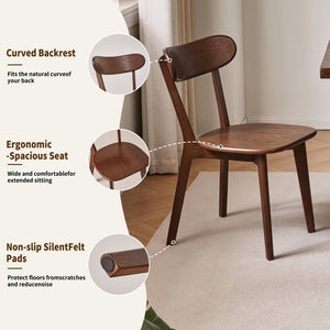 English Elm Solid Oak Dining Chair Set of Two with Butterfly Backrest Mid-Century Walnut Finish W5368P531783