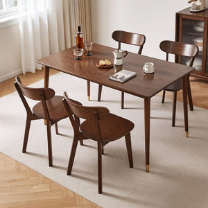 English Elm Solid Oak Dining Chair Set of Two with Butterfly Backrest Mid-Century Walnut Finish W5368P531783