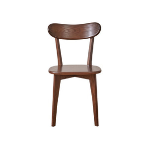 English Elm Solid Oak Dining Chair Set of Two with Butterfly Backrest Mid-Century Walnut Finish W5368P531783