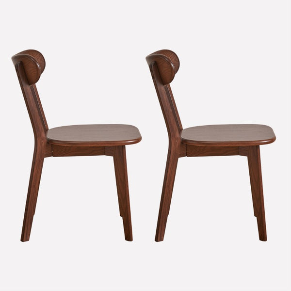 English Elm Solid Oak Dining Chair Set of Two with Butterfly Backrest Mid-Century Walnut Finish W5368P531783