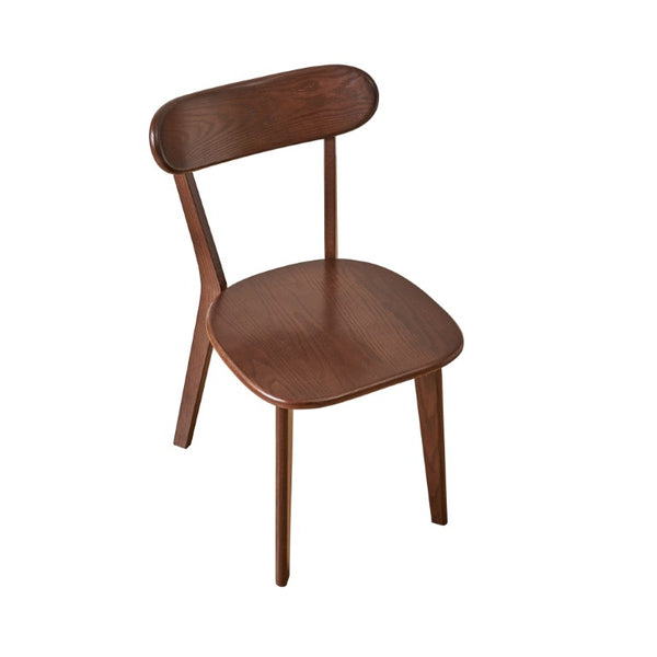 English Elm Solid Oak Dining Chair Set of Two with Butterfly Backrest Mid-Century Walnut Finish W5368P531783