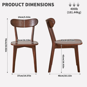 English Elm Solid Oak Dining Chair Set of Two with Butterfly Backrest Mid-Century Walnut Finish W5368P531783