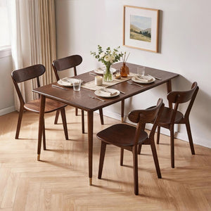 English Elm Solid Oak Dining Chair Set of Two with Butterfly Backrest Mid-Century Walnut Finish W5368P531783