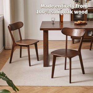 English Elm Solid Oak Dining Chair Set of Two with Butterfly Backrest Mid-Century Walnut Finish W5368P531783