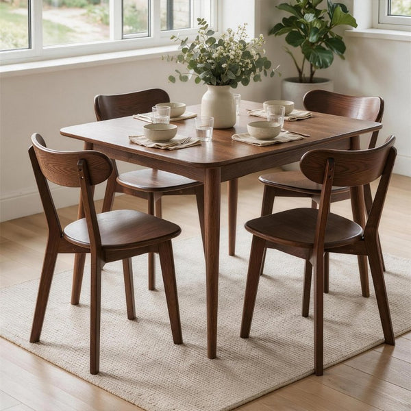 English Elm Solid Oak Dining Chair Set of Two with Butterfly Backrest Mid-Century Walnut Finish W5368P531783