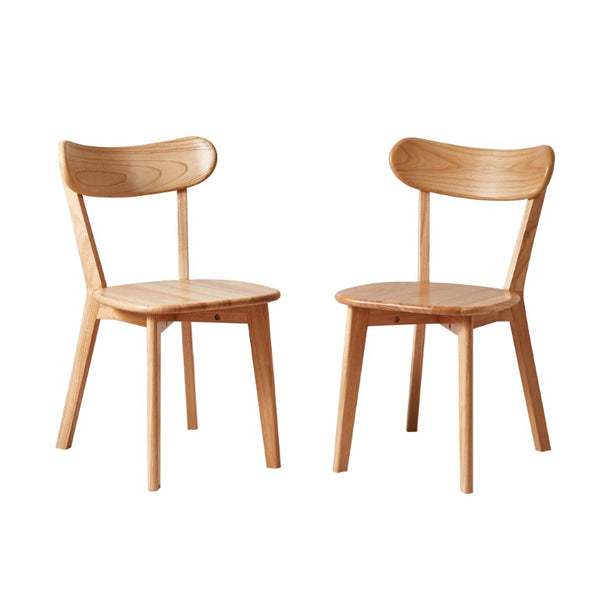 English Elm Set of 2 Solid Wood Dining Chairs with Ergonomic Backrest for Kitchen or Cafe Natural Wood Red Oak W5368P531788