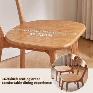 English Elm Set of 2 Solid Wood Dining Chairs with Ergonomic Backrest for Kitchen or Cafe Natural Wood Red Oak W5368P531788