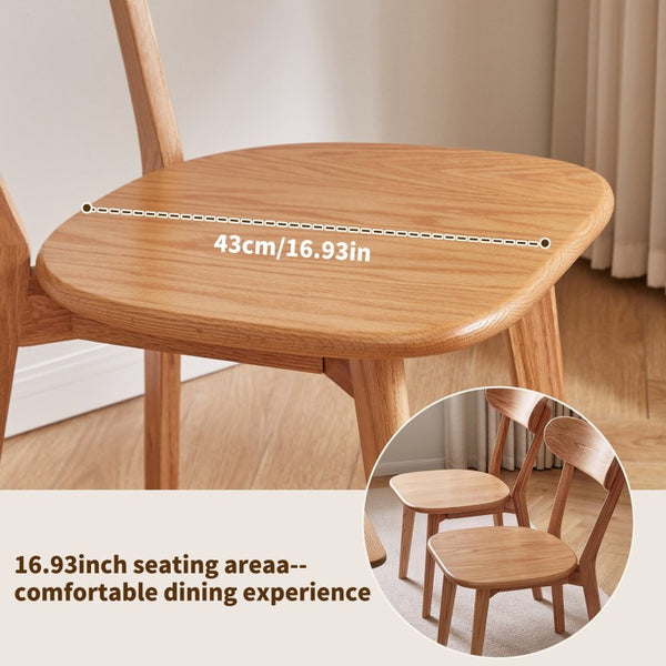 English Elm Set of 2 Solid Wood Dining Chairs with Ergonomic Backrest for Kitchen or Cafe Natural Wood Red Oak W5368P531788