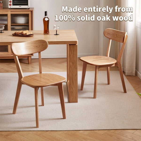 English Elm Set of 2 Solid Wood Dining Chairs with Ergonomic Backrest for Kitchen or Cafe Natural Wood Red Oak W5368P531788