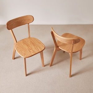 English Elm Set of 2 Solid Wood Dining Chairs with Ergonomic Backrest for Kitchen or Cafe Natural Wood Red Oak W5368P531788