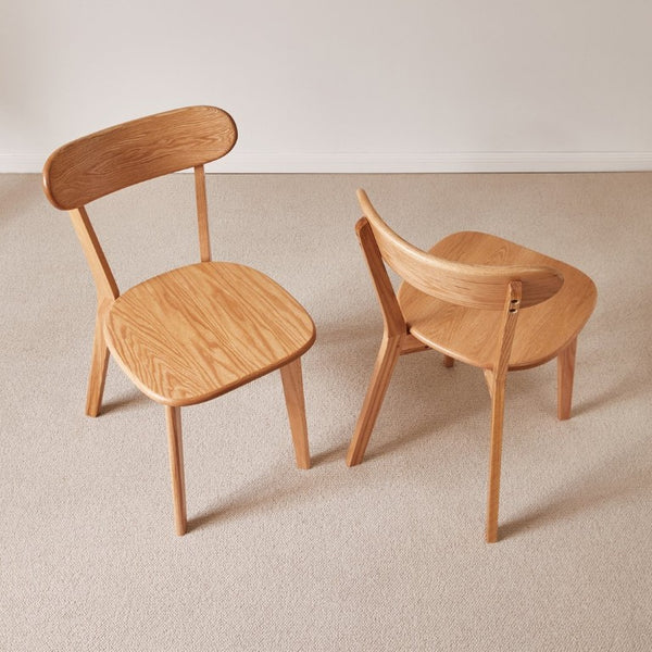 English Elm Set of 2 Solid Wood Dining Chairs with Ergonomic Backrest for Kitchen or Cafe Natural Wood Red Oak W5368P531788