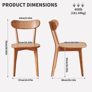 English Elm Set of 2 Solid Wood Dining Chairs with Ergonomic Backrest for Kitchen or Cafe Natural Wood Red Oak W5368P531788