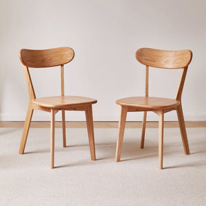 English Elm Set of 2 Solid Wood Dining Chairs with Ergonomic Backrest for Kitchen or Cafe Natural Wood Red Oak W5368P531788