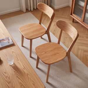 English Elm Set of 2 Solid Wood Dining Chairs with Ergonomic Backrest for Kitchen or Cafe Natural Wood Red Oak W5368P531788