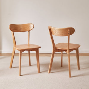 English Elm Set of 2 Solid Wood Dining Chairs with Ergonomic Backrest for Kitchen or Cafe Natural Wood Red Oak W5368P531788