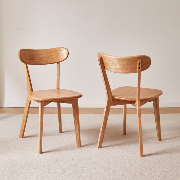 English Elm Set of 2 Solid Wood Dining Chairs with Ergonomic Backrest for Kitchen or Cafe Natural Wood Red Oak W5368P531788