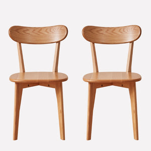 English Elm Set of 2 Solid Wood Dining Chairs with Ergonomic Backrest for Kitchen or Cafe Natural Wood Red Oak W5368P531788