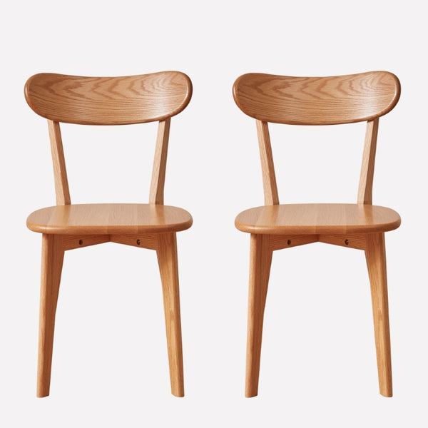 English Elm Set of 2 Solid Wood Dining Chairs with Ergonomic Backrest for Kitchen or Cafe Natural Wood Red Oak W5368P531788