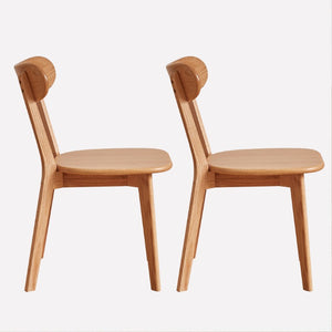 English Elm Set of 2 Solid Wood Dining Chairs with Ergonomic Backrest for Kitchen or Cafe Natural Wood Red Oak W5368P531788