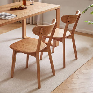 English Elm Set of 2 Solid Wood Dining Chairs with Ergonomic Backrest for Kitchen or Cafe Natural Wood Red Oak W5368P531788
