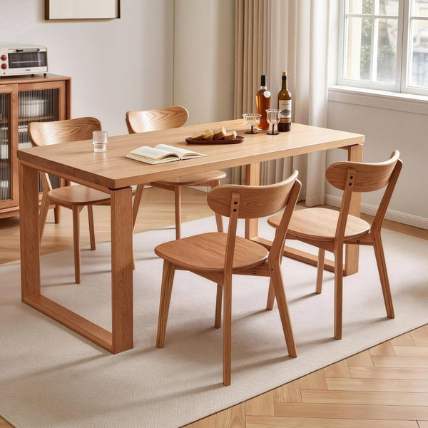 English Elm Set of 2 Solid Wood Dining Chairs with Ergonomic Backrest for Kitchen or Cafe Natural Wood Red Oak W5368P531788