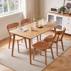 English Elm Set of 2 Solid Wood Dining Chairs with Ergonomic Backrest for Kitchen or Cafe Natural Wood Red Oak W5368P531788