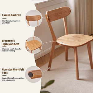 English Elm Set of 2 Solid Wood Dining Chairs with Ergonomic Backrest for Kitchen or Cafe Natural Wood Red Oak W5368P531788