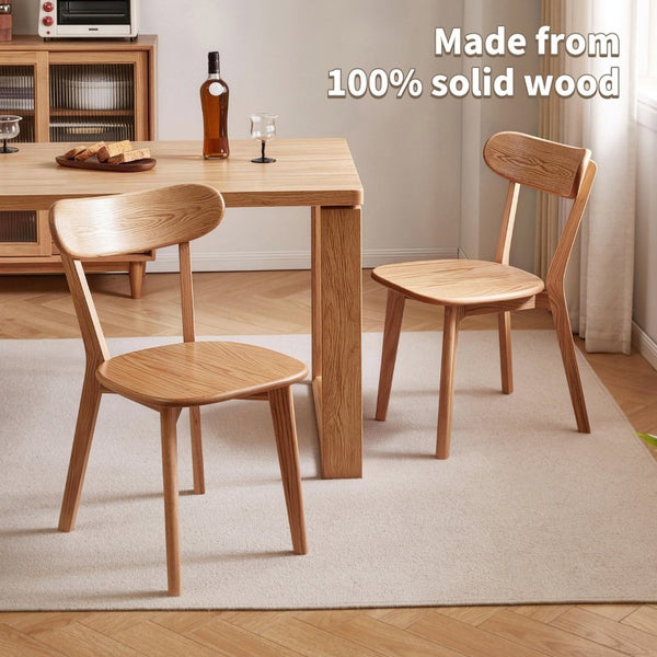 English Elm Set of 2 Solid Wood Dining Chairs with Ergonomic Backrest for Kitchen or Cafe Natural Wood Red Oak W5368P531788