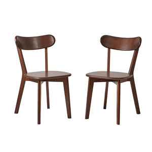English Elm Set of 2 Solid Wood Dining Chairs with Ergonomic Backrest for Kitchen or Cafe Walnut Rubber Wood W5368P531829