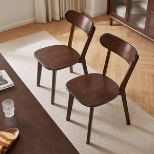 English Elm Set of 2 Solid Wood Dining Chairs with Ergonomic Backrest for Kitchen or Cafe Walnut Rubber Wood W5368P531829