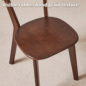English Elm Set of 2 Solid Wood Dining Chairs with Ergonomic Backrest for Kitchen or Cafe Walnut Rubber Wood W5368P531829