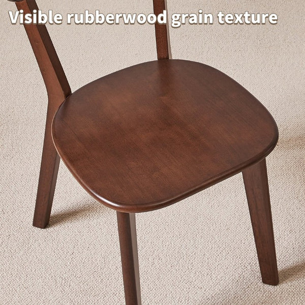 English Elm Set of 2 Solid Wood Dining Chairs with Ergonomic Backrest for Kitchen or Cafe Walnut Rubber Wood W5368P531829